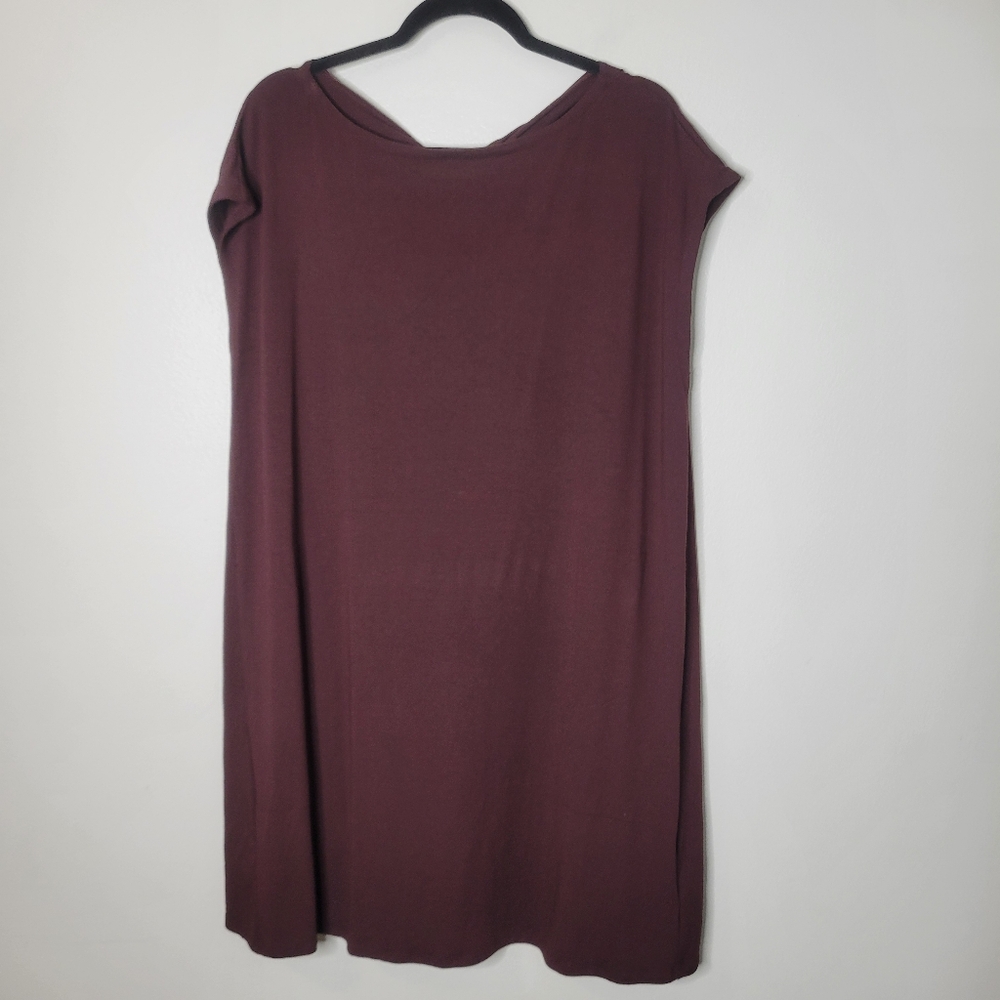 Eileen Fisher Bateau Neck Twist Back Shift Dress